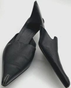 VTG Donald J. Pliner Italy Pointed Toe Kitten Heel Mules "Nouch" Black 7.5 - Picture 1 of 14