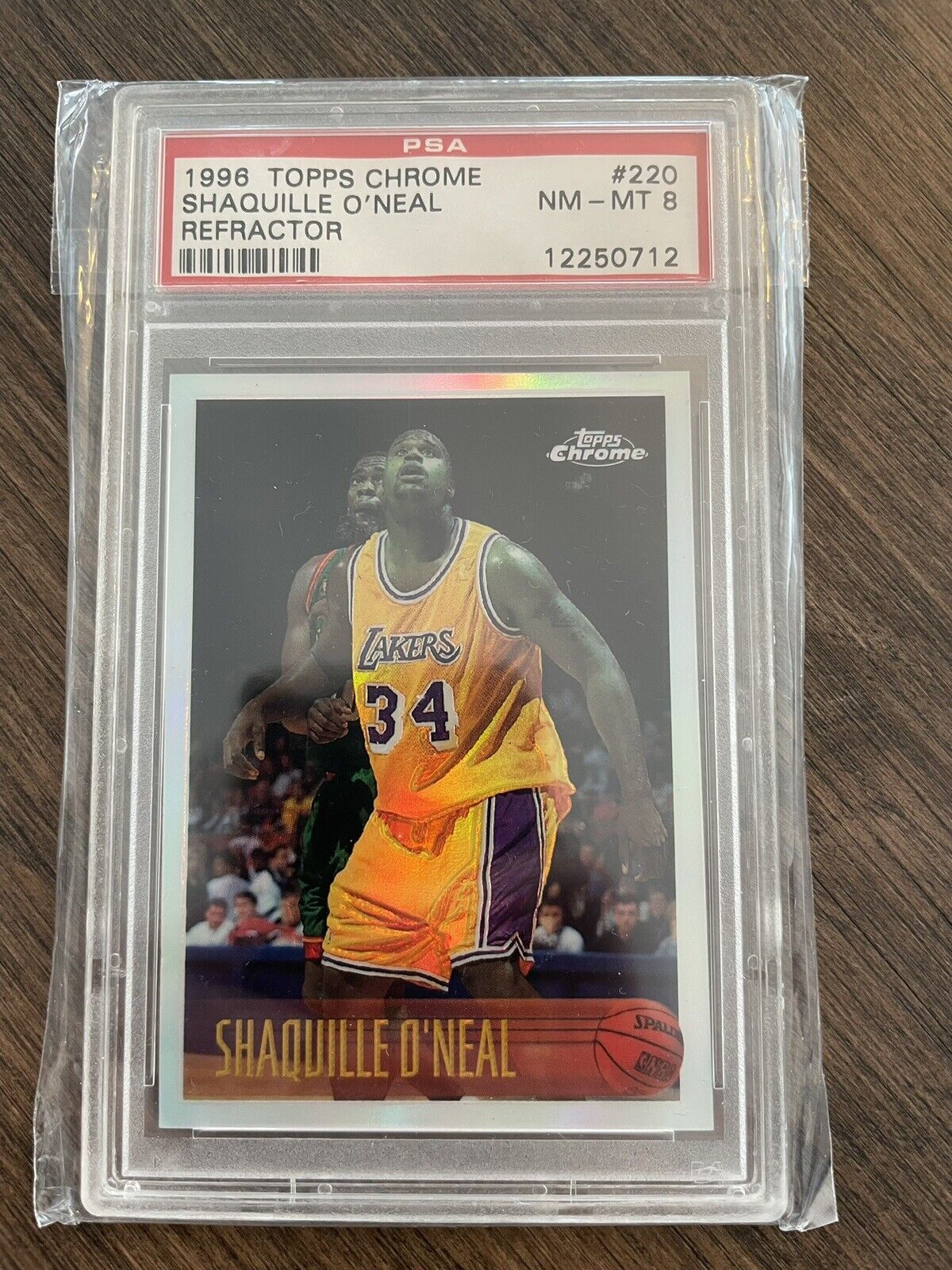 SHAQUILLE SHAQ O’NEAL PSA 8 1996 TOPPS CHROME #220 REFRACTOR LAKERS