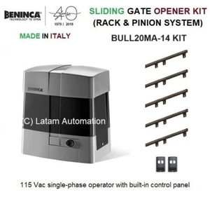 BENINCA SLIDE GATE OPENER / OPERATOR 115VAC 60 FT/ 4,000 LBS (BULL20MA-14 KIT) - Picture 1 of 11