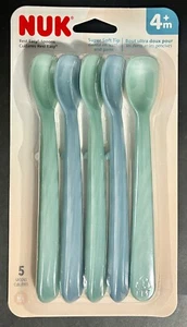 5 NUK 4+ Super Soft SPOONS Rest Easy Spoon Set Tip 6.5" BPA FREE - Picture 1 of 2