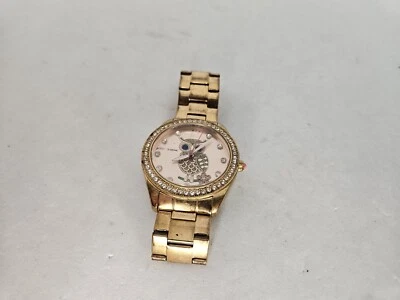 Reloj Betsey Johnson Owl Mujer 40mm Tono Oro Rosa Bling Necesita Batería Nueva Foto 1 de 4