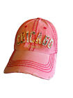 Pink Chicago Distressed Cap Hat Adjustable