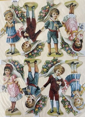 ANTIGUOS NIÑOS Adorno Troquelado (16 piezas) Fabricación de Tarjetas •Victoriano•Flores•Niños Foto 1 de 4