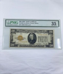 UNITED STATES 1928 TWENTY DOLLAR GOLD CERTIFICATE - Picture 1 of 4