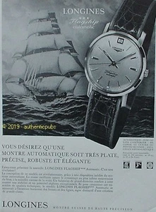 PUBLICITE LONGINES MONTRE FLAGSHIP AUTOMATIC VOILIER MER DE 1961 FRENCH AD PUB - Imagen 1 de 1