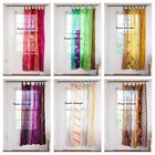2 PC Sari Patchwork Curtain Drape Handmade Window Decor Silk Sari Boho Curtain