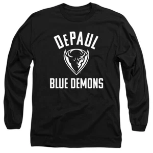 DePaul University Adult Long Sleeve T-Shirt Blue Demons One Color, Black, S-3XL - Picture 1 of 3