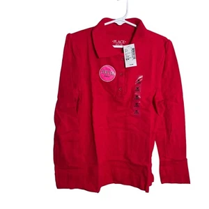 Children's Place Blouse Girl's Medium Red Popover Ruffle Button Long Sleeve NWT - Picture 1 of 9
