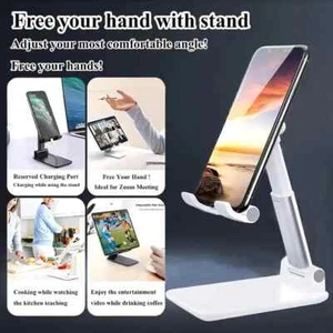 Mobile Phone Holder Stand Desktop Lazy Bedside Bracket Support Stand Foldable - Picture 1 of 15