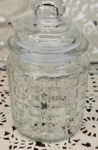 Kleines Klarglas Apotheker Glas mit Dichtung & Deckel & quadratischen Panel Muster Seiten 5" - Bild 1 von 6