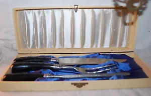 Set intaglio corna nere art deco vintage con scatola inox - Foto 1 di 5
