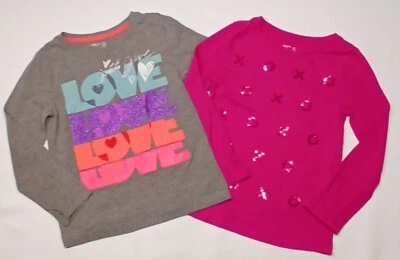GapKids Valentine's Day L/S Shirts Girls Size Xsmall 4-5 Hearts Love (Set Of 2) - Image 1 of 4