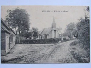 Antica Cartolina - Assonval - L'Eglise E L'Ecole - Bild 1 von 2