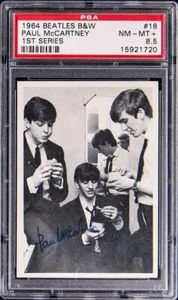 1964 The Beatles B&W 1st Series Paul McCartney #18 PSA 8.5 NM-MT+ - Picture 1 of 2