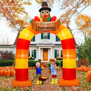 10Ft Thanksgiving Inflatable Turkey Decoration Blow up Archway Yard with LED - Picture 1 of 8
