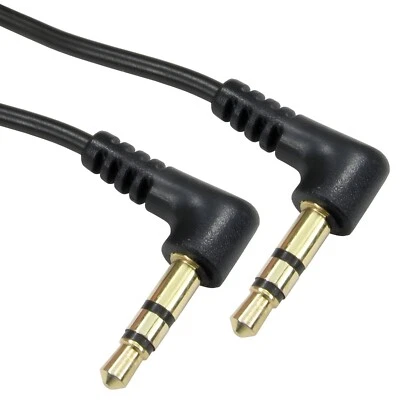 3,5 mm Audio Klinke rechtwinklig Stereo Stecker Kabel AUX schwarz GOLD - Bild 1 von 3