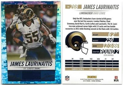 JAMES LAURINAITIS  SL Rams 2014 Panini Hot Rookies Artist Proof #208 13/35 (12a) - Image 1 of 2
