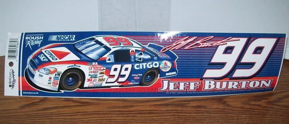 CALCOMANÍA ADHESIVA PARACHOQUES JEFF BURTON #99 CITGO WINCRAFT NASCAR 3X12 Foto 1 de 1