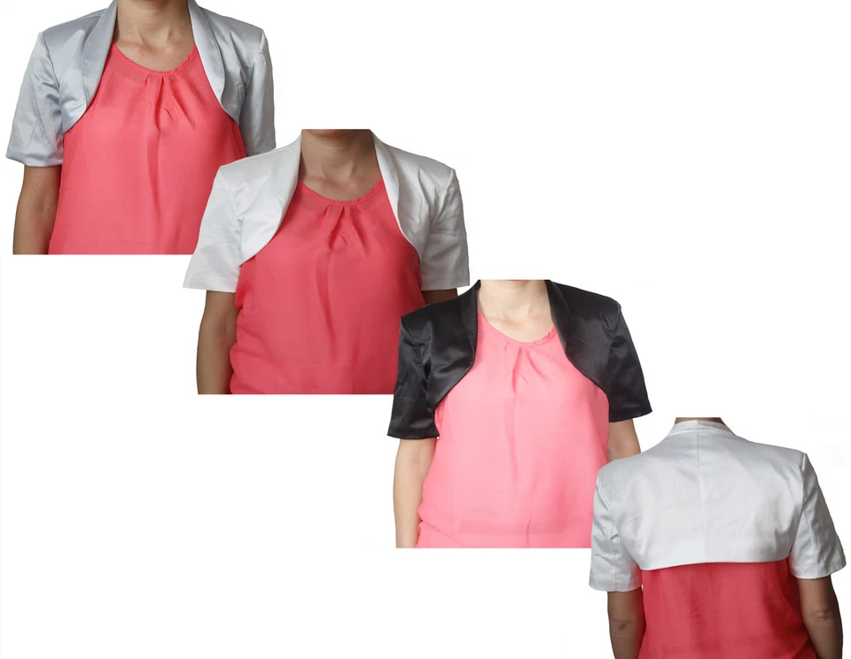 SATIN BOLERO BRAUT JACKE KURZARM VIELE FARBEN  AK116B - Bild 1 von 1