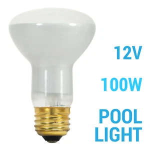 100R20FL POOL 12V 100W R20 Flood Light Bulb Dimmable Frosted Medium E26 - Picture 1 of 5