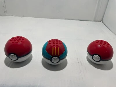 🔴 3 Mega Bloks Construx Pokémon Poké Ball Figure Ball Replacement –Authentic  - Image 1 of 2