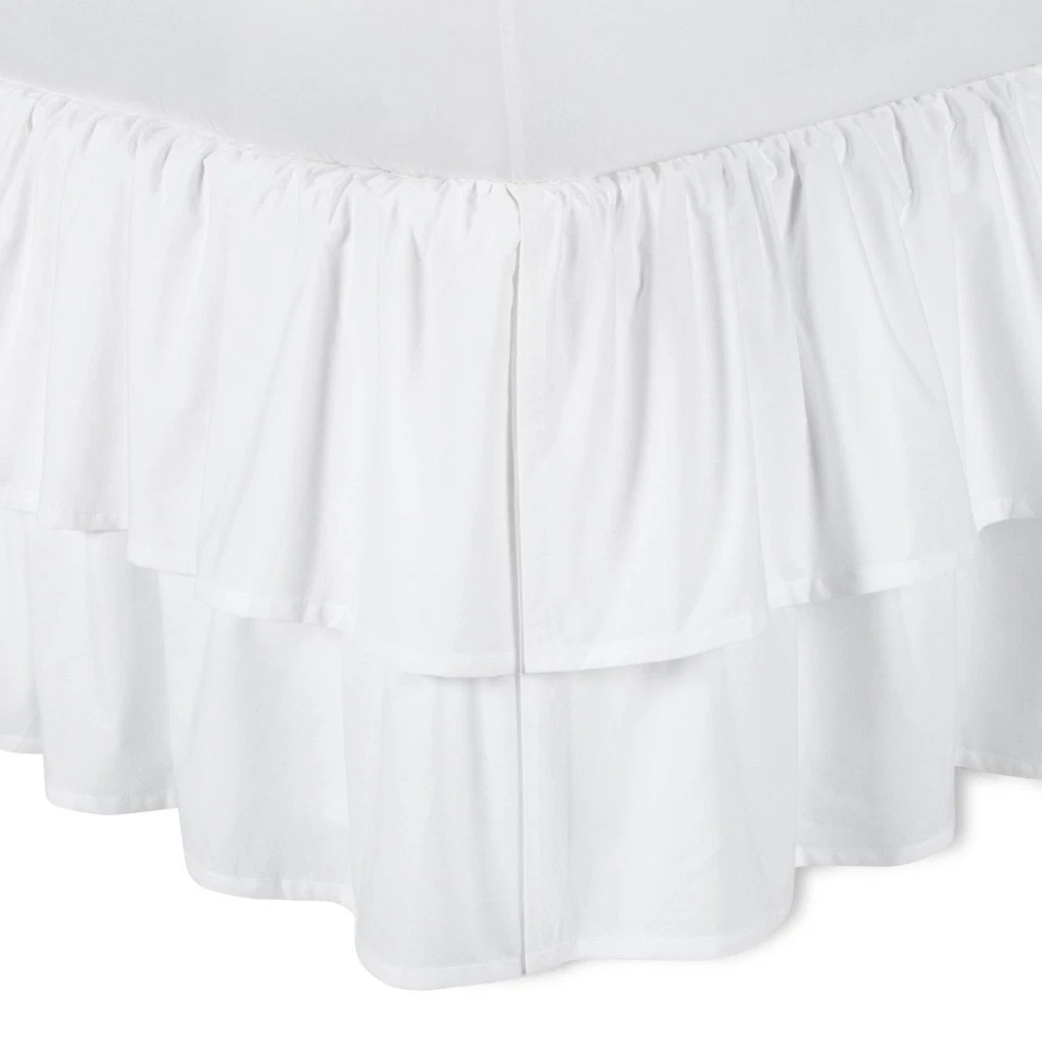 Falda de cama Simply Shabby Chic blanca con doble volante - Doble NUEVA  Foto 1 de 1