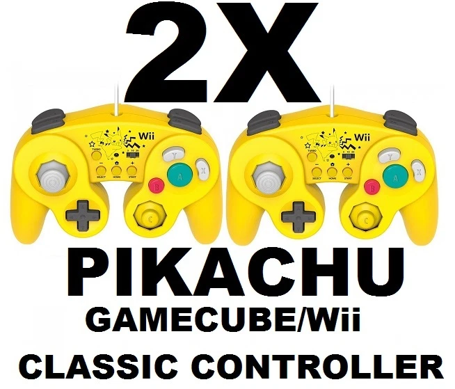 2x HORI POKEMON PIKACHU Gamecube/Wii Classic Controller MODEL : WIU-079U - [F05* - Image 1 of 1