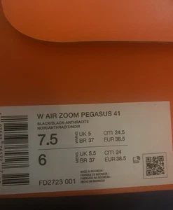 Nike Women’s Air Zoom Pegasus 39 Orange Empty Shoe Box Size 7.5 - Empty Box Only - Picture 1 of 5
