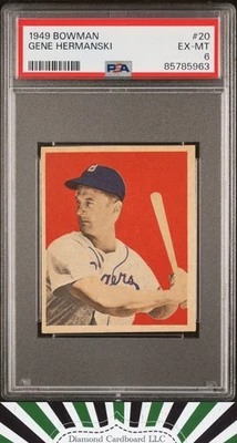 1949 Bowman #20 Gene Hermanski PSA 6 EX-MT - Image 1 of 2