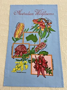 Cotton Tea Towel w Australian Wildflowers Pattern Floral Kitchen Dish Art Gift - Bild 1 von 12