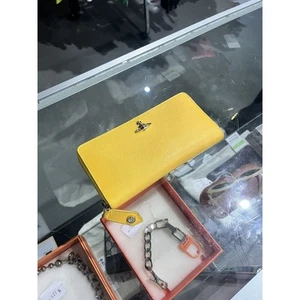 Vivienne Westwood Orb Yellow Leather Long Wallet BuM47 - Picture 1 of 9