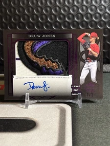 2022 Leaf Trinity XRC Druw Jones Black 1/1 RC Patch Auto - Arizona Diamondbacks - Picture 1 of 6