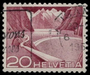 SWITZERLAND 332c - Grimsel Resrvoir "Brown Carmine Type I" (pc28462) - Picture 1 of 1