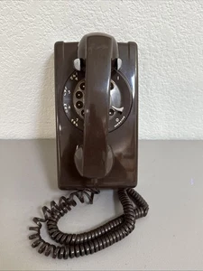 Vintage 1983 ITT Rotary Dial Chocolate Brown Wall Mount Telephone, Works.!!! - Picture 1 of 13