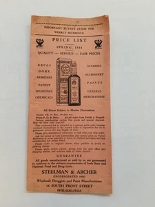 Steelman & Archer Wholesale Druggists Price List 1934 Philadelphia Pa. - Picture 1 of 3