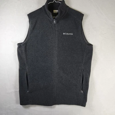 Columbia Fleece Vest Mens LT Gray Full Zip Sleeveless Outdoor Lightweight - Image 1 of 4