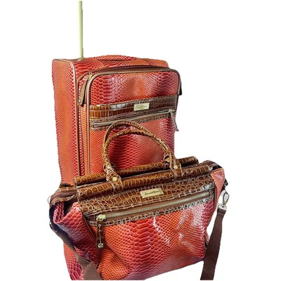 Samantha Brown Travel 3-Piece Croc Embossed Suitcase Carry On + Makeup Bag Set - Image 1 of 4