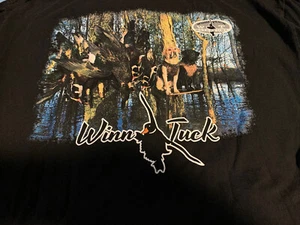 Winn Tuck Waterfowl Fowled Up T-SHIRT Graphic Mens Medium Logo Long Sleeve Black - Picture 1 of 11