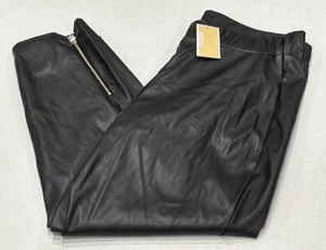 Michael Kors Women's Faux-Leather Skinny Ankle Pants, Black, Size 1X - Picture 1 of 3