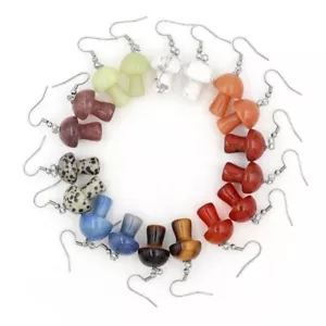 10 Pairs Mixed Natural Stone Crystal Mushrooms Earrings Beads Jewelry Earrings - Picture 1 of 6