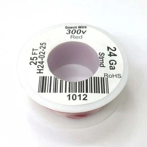 H24-02-25 25 Fuß 24 AWG ROT Litze elektronischer Anschluss 300 V Kabel UL1007 80C - Bild 1 von 1