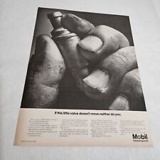 Mobil Oil Male Hand Holding Valve Vintage Print Ad 1967