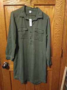Old Navy Army Green Shirt Dress Size Small Petite NWT - Picture 1 of 5