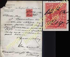1902 1d EDVII Security PERFIN CBG on Company Letterhead, 36 Bedford St, LONDON - Picture 1 of 1