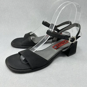 Vintage Y2K Mudd Women’s Size 4.5 Black Strappy Square Toe Chunky Heel Sandals - Picture 1 of 13