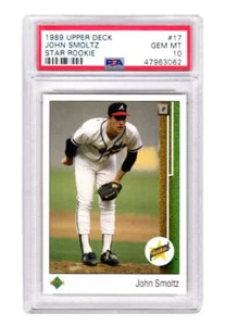 John Smoltz (Braves) 1989 Upper Deck Baseball #17 RC Rookie Card PSA 10 GEM MINT - Picture 1 of 2