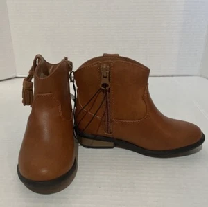 Niñas Cat & Jack Theodora Borla Cremallera Botas Occidentales - Marrón Coñac, Talla 9 - Imagen 1 de 8