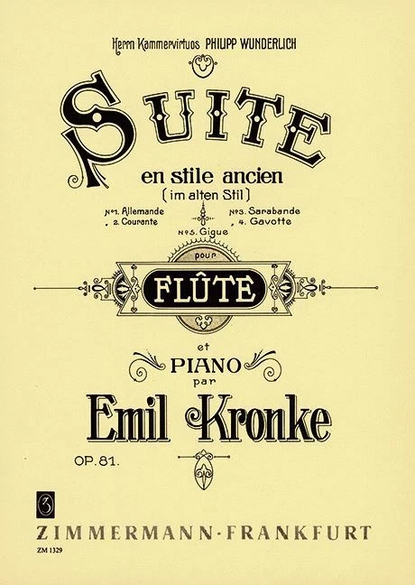 Suite in the Old Style op. 81 flute and piano Emil Kronke Musikve - Image 1 of 1