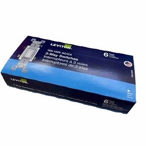 Leviton Standard USA 3 Way Switches 1453-2WM White Pack of 6 - Picture 1 of 3