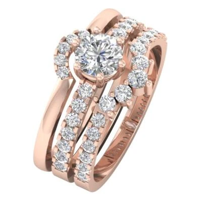 Multiple Bridal Wedding Ring VS F 1.80 Ct Lab Grown Round Diamond 10K Rose Gold - Image 1 of 4
